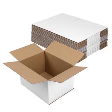 Hoikwo 8x6x5 Shipping Boxes Set of 25, White Corrugated Cardboard Box for Small Business for Packaging Mailing - Image 1