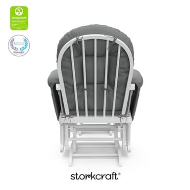 Storkcraft Premium Hoop Glider & Ottoman (White/Gray) — GREENGUARD Gold Certified Nursery Glider, Solid Wood Craftsmanship, Smooth-Gliding Nursery Chair and Ottoman, Award-Winning - Image 8