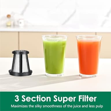 Slow Masticating Juicer,Brecious Cold Press Juicers with 2 Speed Modes & Quiet Motor,Juicers Machines Vegetable and Fruit with Reverse Function,Celery Juicer,BPA-Free,Easy to Clean (Silver) - Image 7