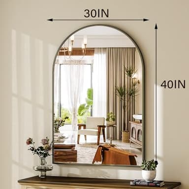 HARRITPURE Arched Wall Mirror – 30"x40" Arch Bathroom Mirror Metal Frame Vanity Mirror for Bedroom, Entryway Dresser Decor, Black - Image 6
