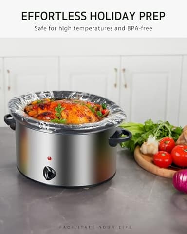 Syntus Slow Cooker Liners, 30 Count Cooking Bags Large Size Disposable Pot Liners Plastic Bags, Fit 3QT to 8QT for Slow Cooker Cooking Trays, 13"x 21", 30 Liners - Image 8
