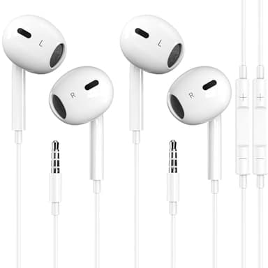 Docutca 2 Pack Wired iPhone Earbuds/Wired Headphones with 3.5mm Earphones[MFi Certified] with Microphone Volume Control Compatible for iPhone,iPad,iPod,Computer,MP3/4,Android Most 3.5mm Audio Devices - Image 1