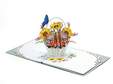 CUTPOPUP Birthday Card Pop Up, Mother's Day, 3D Flower Greeting, Birthday Card for Women, Wife, Grandma (Sunflowers Basket) - Image 2