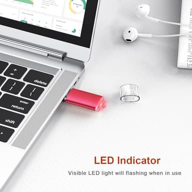 TOPESEL 5 Pack 32GB USB 2.0 Flash Drive Memory Stick Thumb Drives (5 Mixed Colors: Black Blue Green Red Silver) - Image 5