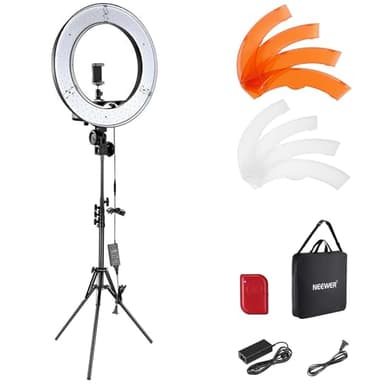 NEEWER Ring Light 18inch Kit: 55W 5600K Professional LED with Stand and Phone Holder, Soft Tube & Bag for Tattoo Lash Extension Barber Makeup Artist Studio Video Photography Lighting, RL-18 - Image 1