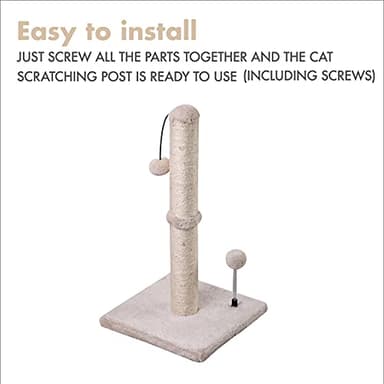 MECOOL Cat Scratching Post Premium Basics Kitten Scratcher Sisal Scratch Posts with Hanging Ball 22in for Kittens or Smaller Cats (22 inches for Kitten, Beige) - Image 7