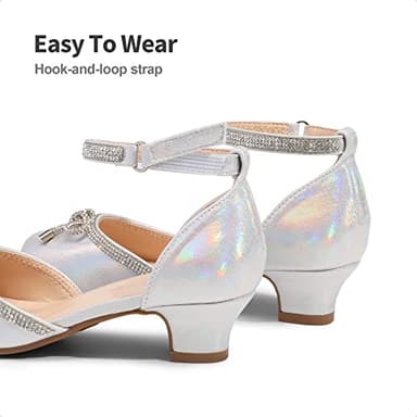 DREAM PAIRS Girls Dress Shoes Closed Toe Low Heels Ankle Strap Pumps for Toddler Little Big Kid Flower Party Wedding Princess,Size 5 Big Kid,Silver,SDFL2318K - Image 7