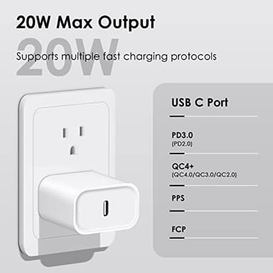 Phone 14 13 12 Fast Charger [MFi Certified] 10FT Type C Charger 2 Pack 20W USB C Charging Block with Fast Charging Cable for Phone 14/14 Pro/13/13Pro Max/12/12 Pro Max/11/XS/XR/X/8Plus - Image 2