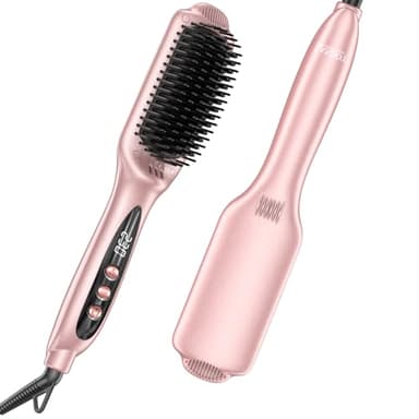 LANDOT Inoic Hair Straightener Brush for Smooth, Frizz-Free Results - Electric Heated Ceramic Straightening Brush Dual Voltage - Fast Heating Adjust Temp 250-450F for All Hair Types - Image 8