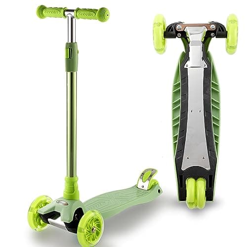 3 Wheel Scooter for Kids Ages 6-12,Kids Scooter with Light Up Wheels, Sturdy Deck Design, and 4 Height Adjustable Suitable for Kid Ages 3-12 - Image 1