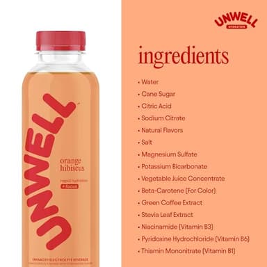 Unwell Hydration Electrolyte Drink For Rapid Hydration + Focus – Orange Hibiscus, 12 Pack - Image 7