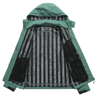 DECKTIN Women's Waterproof Raincoat Lightweight Rain Jacket Detachable Hood Travel Outdoor Olive XL - Image 3