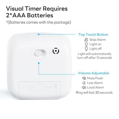 Yunbaoit Visual Timer with Night Light, 60-Minute Countdown Timer for Kids and Adults, Silent Classroom Timer, Time Management Tool for Home, School, or Work (Light Blue) - Image 5