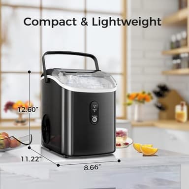 AGLUCKY Nugget Ice Makers Countertop,Portable Pebble Ice Maker Machine with Soft Chewable Ice,35Lbs/24H,One-Click Operation,Self-Cleaning,Crushed Ice Maker for Home/Kitchen(Stainless Steels Black) - Image 7