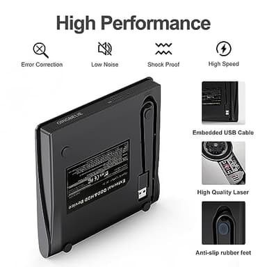 ORIGBELIE External CD/DVD Drive for Laptop, USB 3.0 CD Burner +/-RW CD ROM External DVD Drive Portable DVD Player for Laptop Desktop PC Apple Mac Windows 11/10/8/7/XP Linux OS - Image 7