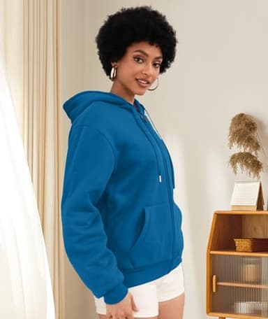 SWISSWELL Hoodies for Women Winter Fleece Sweatshirt - Full Zip Up Thick Sherpa Lined Hooded Jacket Dark Teal Blue XX-Large - Image 4