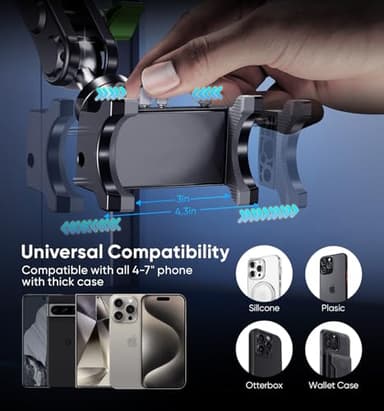 MAGIC JOHN Car Phone Holder, Ultra-Durable Mteal Phone Holders for Your Car, 360° Rotation Cell Phone Car Mount for Windshield, Suction Cup Car Phone Mount for iPhone Samsung All Smartphone - Image 5