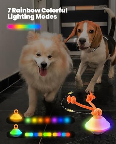 Xeuch Interactive Dog Toys, Automatic Moving and Rolling LED Light Up Dogs Ball with Rope, Motion-Activated Wicked Ball for Small Medium Pup, Stimulation Toy for Boredom Relief White - Image 5