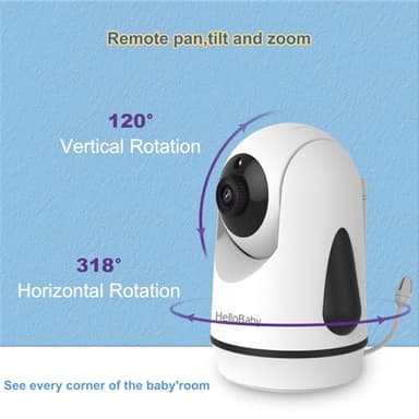 HelloBaby Video Baby Monitor with 2 Cameras and 5 Inch Split Screen Display, Remote Control Cameras with Night Vision and Temprature Monitoring - Image 6