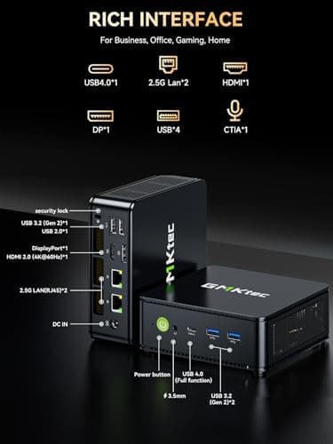 GMKtec M6 Ultra Gaming Mini PC Ryzen 7640HS (Upgraded 6600H/ 6800U), 32GB RAM DDR5 1TB SSD Dual NIC LAN 2.5GbE Desktop Computers Office Home, Triple 4K Display, WiFi 6, USB4, BT 5.2, DP, HDMI 2.0 - Image 7