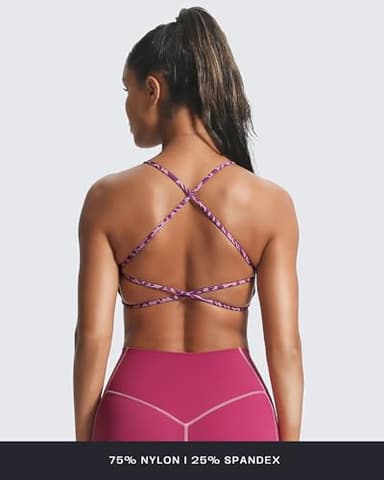 Aoxjox Women's Workout Sports Bras Fitness Ivy Low Impact Bra Yoga Crop Tank (Purple Leaf Print, Medium) - Image 6