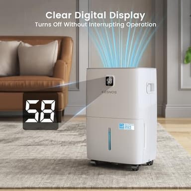 Kesnos 80 Pints Energy Star Dehumidifier for Home & Basement with Drain Hose, Front LED Display and 1.06 Gal Water Tank, Ideal for Spaces up to 5,500 Sq. Ft., Featuring Auto Defrost & Timer Function - Image 6