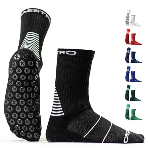 Maestro Soccer Grip Socks for Men and Women with Non-Slip Pads - Anti-Slip Socks Ideal for Football, Basketball, Sports (as1, alpha, m, regular, regular, Black) - Image 1
