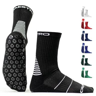 Maestro Soccer Grip Socks for Men and Women with Non-Slip Pads - Anti-Slip Socks Ideal for Football, Basketball, Sports (as1, alpha, m, regular, regular, Black) - Image 1
