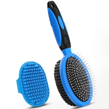2PCS Pet Grooming Tools - Double-Sided Brush for Shedding and Bathing, Suitable for Short/Long Haired Dogs Cats and Horses, Deshedding Dog Brush, Mane & Tail Combs for Horses - Pet Supplies (Blue) - Image 9