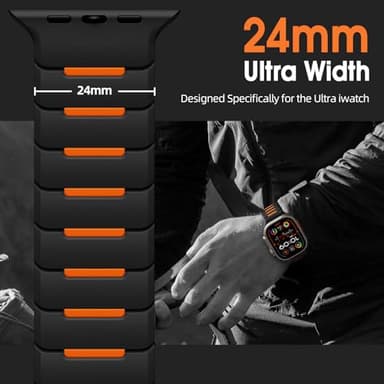 Easuny Sport Magnetic Band Compatible with Apple Watch Ultra 3/2/Ultra Band for Men 49mm 46mm 45mm 44mm 42mm, Silicone Waterproof Loop Strap for iWatch Series 11 10 SE 9 8 7 6 5 4 3 2 1 - Image 3