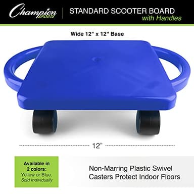 Champion Sports Standard Scooter Board with Handles, Assorted Colors (Yellow or Blue), 12 Inches - Image 3