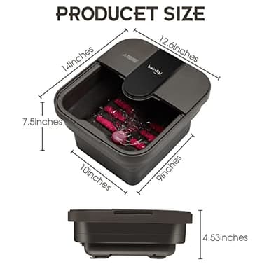 Beinilai Collapsible Foot Spa,Foot Bath with Heat and Massage and Bubble Jets,Foot Soak Tub with Six Non Motorized Rollers,Acupressure Massage Points,Red Light and Removable Pumice Stone - Image 7