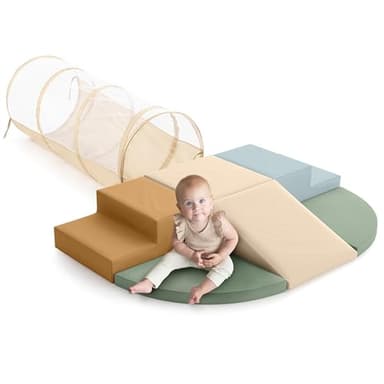 ZICOTO Fun Climbing Toy Set for Toddlers Aged 1-3 - Incl. Crawl Through Tunnel & PU-Leather Climbing Blocks for Unlimited Indoor Fun - Perfect Foam Play Gym for Baby/Kids to Safely Learn New Skills - Image 1