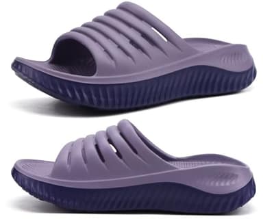 KuaiLu Womens Recovery Sandals Comfortable Plantar Fasciitis Arch Support Ladies Orthopedic Open Toe Slip On Running Sport Walking Slides Thick Athletic Cushion Slippers Summer Sliders Purple Size 9 - Image 1