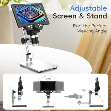 7" LCD Digital Microscope 1200X Magnification, 1080P Coin Microscope with Metal Stand | 8 LED Lights & Ultra-Precise Focus | Coin, Stamp, Hobby Inspection for Kids/Adults | Windows/Mac Compatible - Image 6