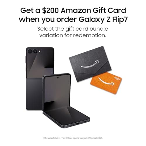 Samsung Galaxy Z Flip7 Cell Phone + Gift Card, 512GB AI Smartphone, Unlocked Android, Long Battery Life, 2025, US 1 Yr Manufacturer Warranty, Jet Black - Image 1