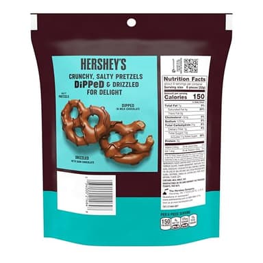 HERSHEY'S Milk and Dark Chocolate Covered Dipped Pretzels Bag, 8.5 oz - Image 2