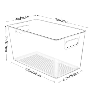 YIHONG Clear Plastic Storage Bins, 8 Pack Pantry Organizer Bins with Handle for Kitchen, Freezer,Cabinet,Closet Organization and Storage(XL) - Image 3