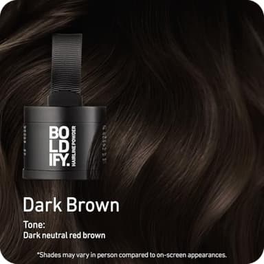 BOLDIFY Hairline Powder - Root Touch Up Hair Color for Gray Coverage - Bald Spot Concealing Hair Powder for Women & Men - 24-Hour Stain-Proof - Dark Brown - Image 2