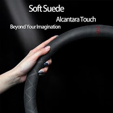 K LAKEY Suede Steering Wheel Cover,Compatible with Nissan Xterra Sentra Frontier Altima Rogue 350Z Murano Juke Alcantara Sport Non-Slip Wheel Cover Car Interior Accessories 15 inch For Man and Women - Image 5