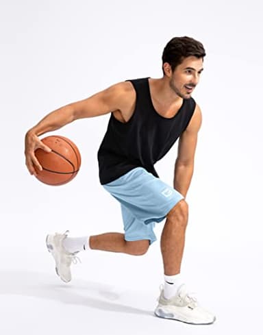 G Gradual Men's Basketball Shorts with Zipper Pockets Lightweight Quick Dry 11" Long Shorts for Men Athletic Gym(Light Blue,3XL) - Image 6
