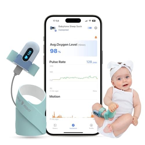 Babytone Baby Sleep Sock Monitor, Tracking Heart Rate and Movement for Infant, Wearable Foot Monitor Smart Sock with Bluetooth and APP, for 0-36 Months Newborn - Image 1