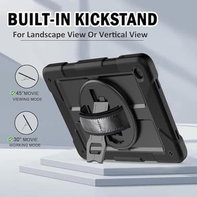 BMOUO for Samsung Galaxy Tab A9+ Plus Case 11" 2023 (SM-X210/X216/X218), Shockproof Galaxy Tab A9 Plus Case with Rotating Stand and Hand/Shoulder Strap, Black - Image 6