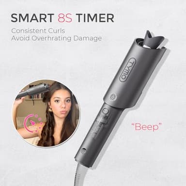 TYMO Automatic Rotating Curling Iron - TYMO CURLPRO Beach Waves Curling Wand, Portable Hair Curler, 500 Million Ionic, Dual Voltage & Lightweight for Travel, Ceramic Coating, 1 Inch, Metallic Gray - Image 9
