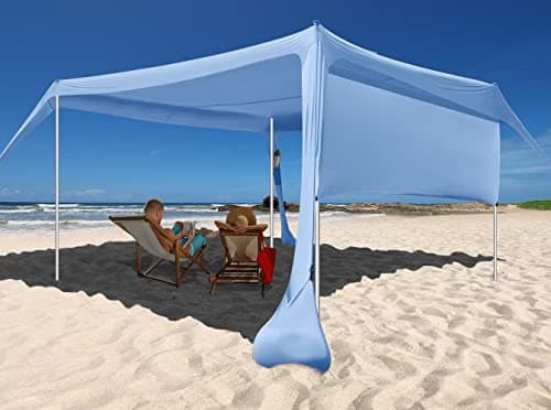 Beach Canopy Tent Shade with Sidewalls 10x10FT, 6.6FT Tall, UPF50+ Sun Shelter, Windproof & Water Resistant, Includes Guylines Sand Shovel Stability Poles, Easy Up for Beach Outdoor Camping Backyard - Image 1