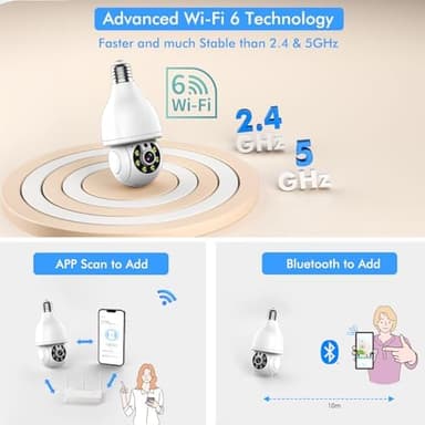 E27 Light Bulb Security Camera Outdoor - 3MP FHD Wireless Home Baby Monitor, WiFi Indoor Garage Surveillance with Night Vision, 2-Way Audio, PIR Mothion Detection and Alerts, Compatible with Alexa - Image 4