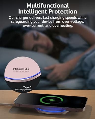 TOZO Wireless Charger 15W Max Fast Wireless Charging Pad Compatible with iPhone 16/16 Plus/16 Pro Max /15/14/13/SE/12 Series, Samsung Galaxy S24/S23/S22 Series (No AC Adapter), Rose Gold - Image 6
