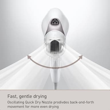 Panasonic Nanoe Salon Hair Dryer with Oscillating QuickDry Nozzle, Diffuser and Concentrator Attachments, 3 Speed Heat Settings for Easy Styling and Healthy Hair - EH-NA67-W (White) - Image 3