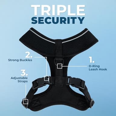 Best Pet Supplies Voyager Mesh Dog Breathable Harness Reflective Stitching, All Weather Adjustable for Walking Training, or Running - Heavy Duty & Durable, 220 Style (Black), S - Image 2