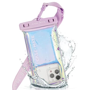 Case-Mate Soap Bubble IP68 Waterproof Phone Pouch - Floating Waterproof Phone Case w/Crossbody Lanyard - Cruise Ship Travel Essentials - Compatible w/All Devices - Touchscreen Friendly - Iridescent - Image 1